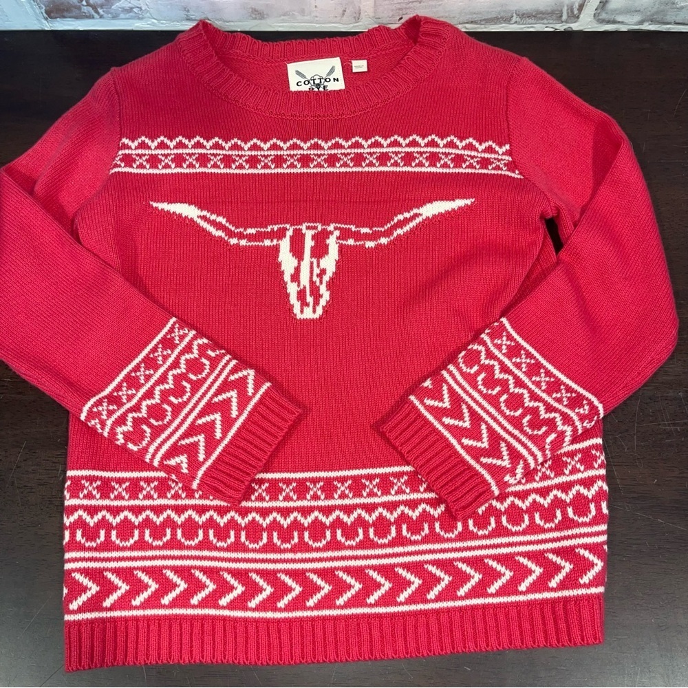 Cotton rye Sweater with White Pattern hot pink 10/12